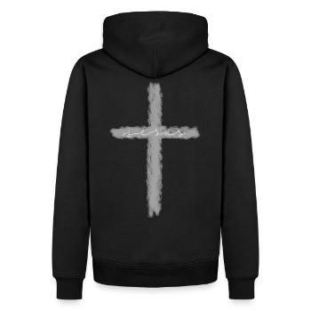 Jesus - Men’s Premium Organic Hoodie - black - Back - Nico (187cm)