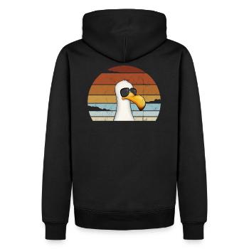 Retro mouette avec lunettes de soleil mer du Nord oiseau - Sweat à capuche Premium bio Homme - noir - Dos - Nico (187cm)