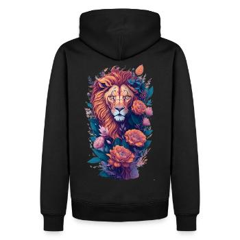 Löwe - Männer Premium Bio Hoodie - Schwarz - Hinten - Nico (187cm)