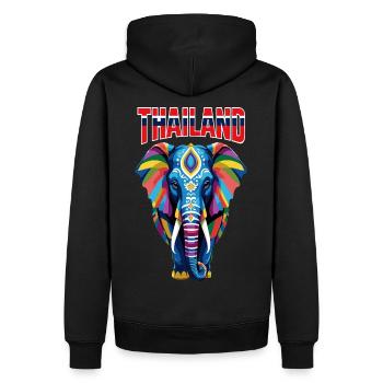 Éléphant abstrait coloré de Thaïlande - Sweat à capuche Premium bio Homme - noir - Dos - Nico (187cm)