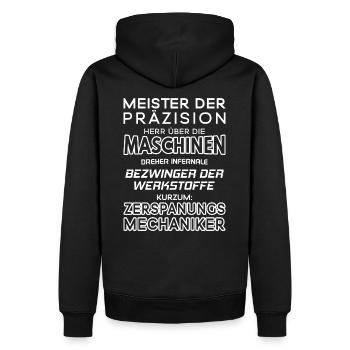 Zerspanungsmechaniker / Zerspanungsmechanikerin - Männer Premium Bio Hoodie - Schwarz - Hinten - Nico (187cm)