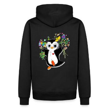 Penguin Kawaii Power Flower Joli Pingu - Sweat à capuche Premium bio Homme - noir - Dos - Nico (187cm)