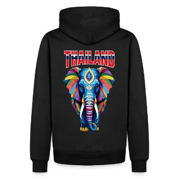Éléphant abstrait coloré de Thaïlande - Sweat à capuche Premium bio Homme - noir - Dos - Nico (187cm)
