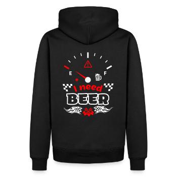 Jauge de carburant de bière disant: J’ai besoin de bière - Sweat à capuche Premium bio Homme - noir - Dos - Nico (187cm)
