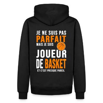 Basket joueur parfait humour basketball - Sweat à capuche Premium bio Homme - noir - Dos - Nico (187cm)