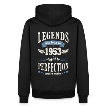 born in 1953 birthday 69 years gift legend - Men’s Premium Organic Hoodie - black - Back - Nico (187cm)