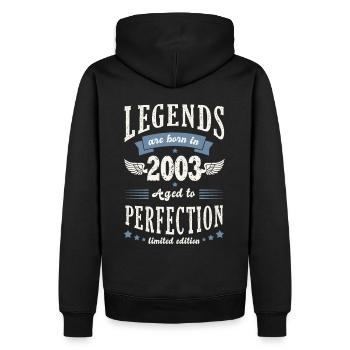 born in 2003 anniversary 19 years gift legend - Men’s Premium Organic Hoodie - black - Back - Nico (187cm)