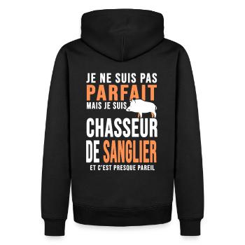 Chasseur de sanglier parfait cadeau cool chasse - Sweat à capuche Premium bio Homme - noir - Dos - Nico (187cm)