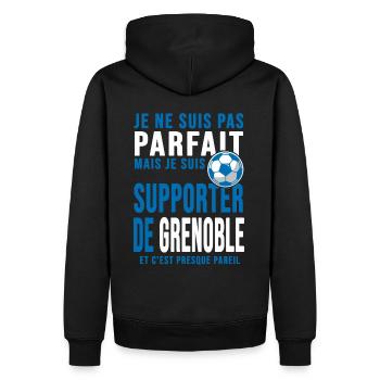 supporter football Grenoble humour foot grenoblois - Sweat à capuche Premium bio Homme - noir - Dos - Nico (187cm)