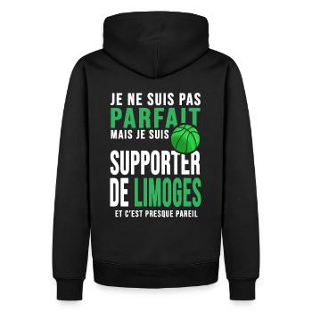 basketball supporter club basket ball limoges - Sweat à capuche Premium bio Homme - noir - Dos - Nico (187cm)