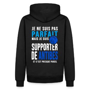 basketball supporter club basket ball Antibes - Sweat à capuche Premium bio Homme - noir - Dos - Nico (187cm)