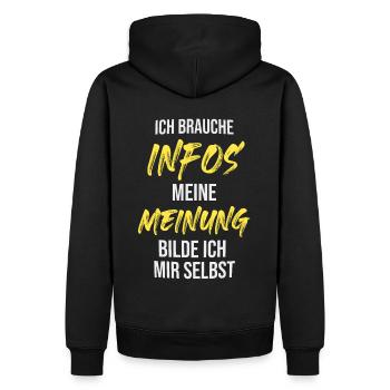 Information eigene Meinung Fakten Demo Freiheit - Männer Premium Bio Hoodie - Schwarz - Hinten - Nico (187cm)