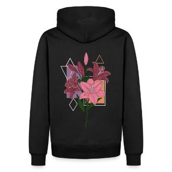 Lilien - Männer Premium Bio Hoodie - Schwarz - Hinten - Nico (187cm)