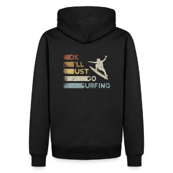 Je vais juste aller surfer vague expulser surfeur - Sweat à capuche Premium bio Homme - noir - Dos - Nico (187cm)