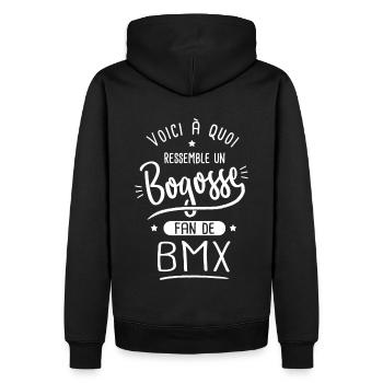BMX Bogosse fan de sport bmx cyclisme velo - Sweat à capuche Premium bio Homme - noir - Dos - Nico (187cm)