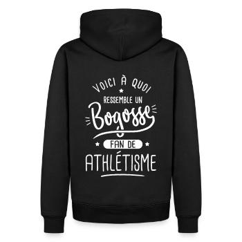athlétisme Bogosse fan de sport athlétisme run - Sweat à capuche Premium bio Homme - noir - Dos - Nico (187cm)