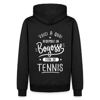 Tennis Bogosse fan de tennis - Sweat à capuche Premium bio Homme - noir - Dos - Nico (187cm)
