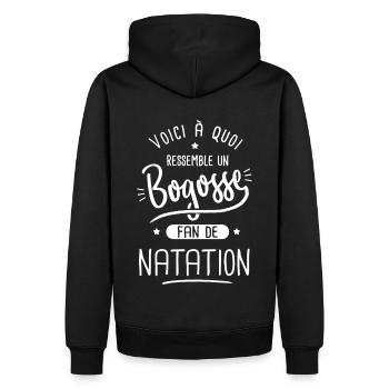 natation Bogosse fan de sport natation - Sweat à capuche Premium bio Homme - noir - Dos - Nico (187cm)