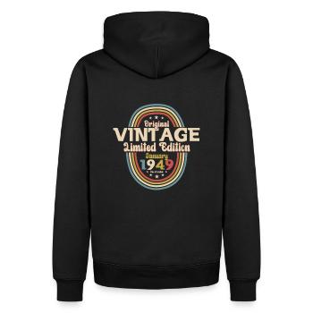 Janvier 1949 Naissance 75e anniversaire - Sweat à capuche Premium bio Homme - noir - Dos - Nico (187cm)