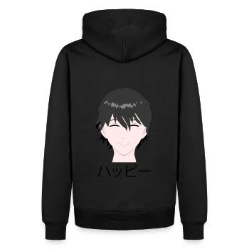 manga garçon heureux et souriant - Sweat à capuche Premium bio Homme - noir - Dos - Nico (187cm)
