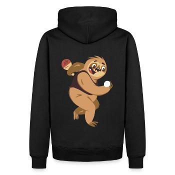 Tenue de tennis de table Chat femme - Sweat à capuche Premium bio Homme - noir - Dos - Nico (187cm)