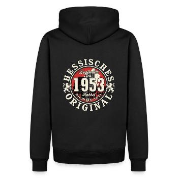 70. Geburtstag 2023 Hessisches Original Geschenk - Männer Premium Bio Hoodie - Schwarz - Hinten - Nico (187cm)