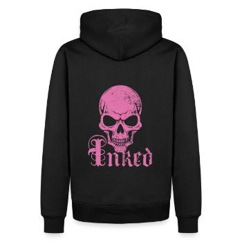 Inked Skull Tattoo - Männer Premium Bio Hoodie - Schwarz - Hinten - Nico (187cm)