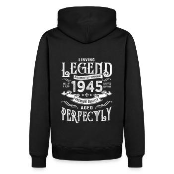 Jahrgang Jubiläum 1945 Geboren 1945 - Männer Premium Bio Hoodie - Schwarz - Hinten - Nico (187cm)