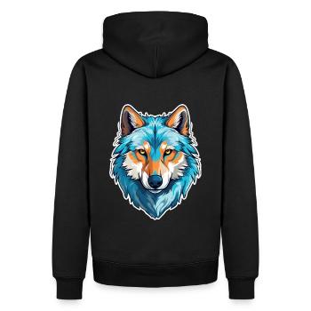 Wolf Kostüm blauer Wolfskopf Werwolf und - Männer Premium Bio Hoodie - Schwarz - Hinten - Nico (187cm)