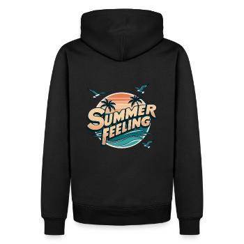 Sensation estivale - Sweat à capuche Premium bio Homme - noir - Dos - Nico (187cm)
