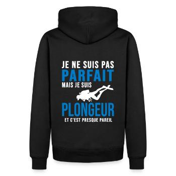 plongee parfait plongeur sport plongée sous marine - Sweat à capuche Premium bio Homme - noir - Dos - Nico (187cm)