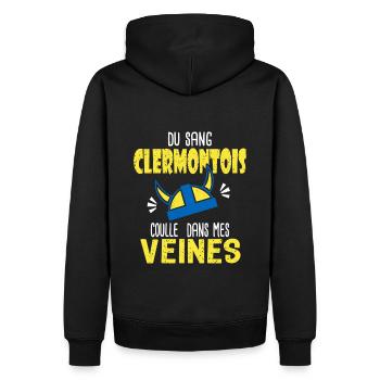 Rugby sang Clermontois supporters clermont Rugby - Sweat à capuche Premium bio Homme - noir - Dos - Nico (187cm)
