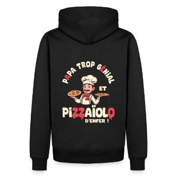 Papa Pizzaiolo trop génial - Sweat à capuche Premium bio Homme - noir - Dos - Nico (187cm)