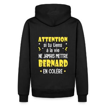 Bernard humour prénom bernard tshirt personnalisé - Sweat à capuche Premium bio Homme - noir - Dos - Nico (187cm)