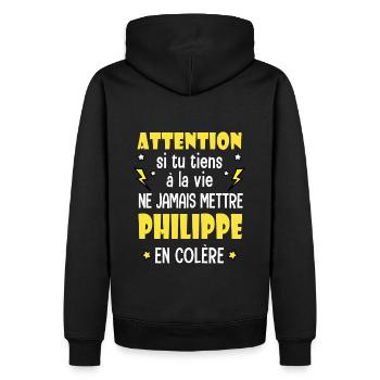 Philippe humour prénom philippe personnalisé - Sweat à capuche Premium bio Homme - noir - Dos - Nico (187cm)