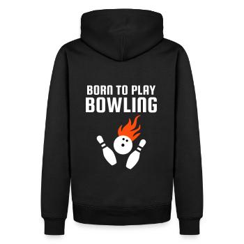 Né pour jouer au bowling (Bowlingkugel mit Flammen) - Sweat à capuche Premium bio Homme - noir - Dos - Nico (187cm)