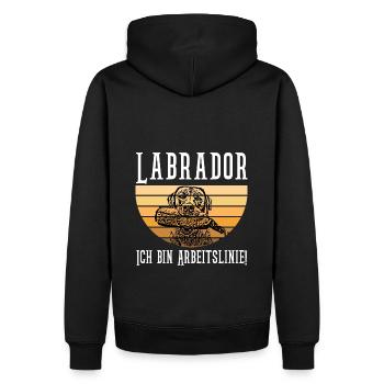 Labrador Retriever - Ich bin Arbeitslinie Spruch - Männer Premium Bio Hoodie - Schwarz - Hinten - Nico (187cm)
