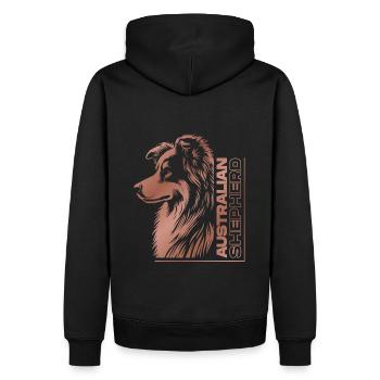 Australian Shepherd Portrait | Aussie's head rose gold - Men’s Premium Organic Hoodie - black - Back - Nico (187cm)