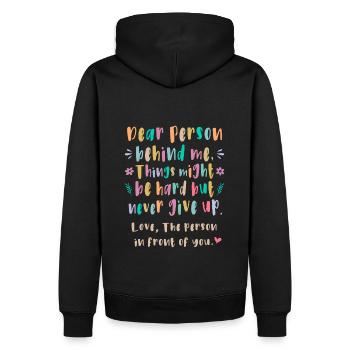 Chère personne derrière moi: Cela pourrait être difficile - Sweat à capuche Premium bio Homme - noir - Dos - Nico (187cm)