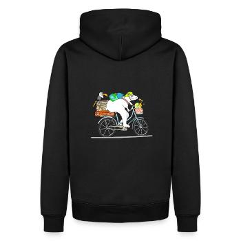Biker Bear - off on vacation - Men’s Premium Organic Hoodie - black - Back - Nico (187cm)