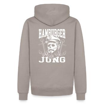 hamburger Jung - Männer Premium Bio Hoodie - Taupe - Hinten - Nico (187cm)