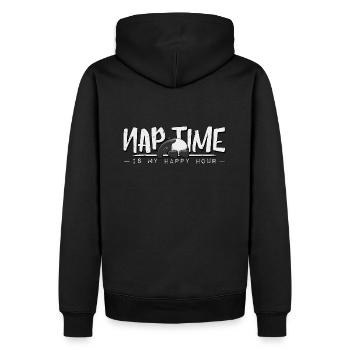 Mittagschlaf ist meine Happy Hour Nickerchen Tapir - Männer Premium Bio Hoodie - Schwarz - Hinten - Nico (187cm)