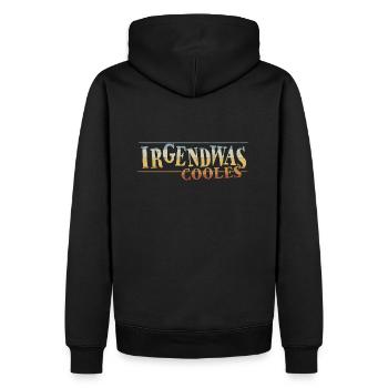 Irgendwas Cooles Lässiges Retro Statement - Männer Premium Bio Hoodie - Schwarz - Hinten - Nico (187cm)