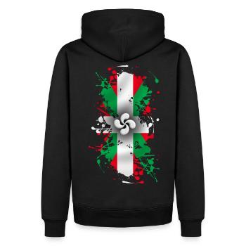 Pays Basque - Euskal Herria - Sweat à capuche Premium bio Homme - noir - Dos - Nico (187cm)