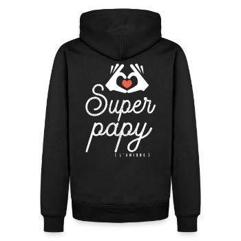 SUPER PAPY l'unique idée cadeau tshirt noel fêtes - Sweat à capuche Premium bio Homme - noir - Dos - Nico (187cm)