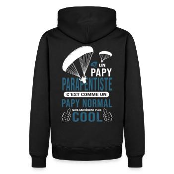 PAPY PARAPENTISTE cadeau parapente - Sweat à capuche Premium bio Homme - noir - Dos - Nico (187cm)