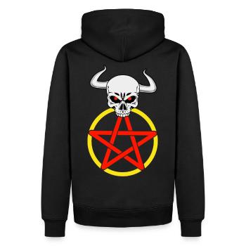 Satan satanisch Teufel Pentagramm Hörner Horror - Männer Premium Bio Hoodie - Schwarz - Hinten - Nico (187cm)