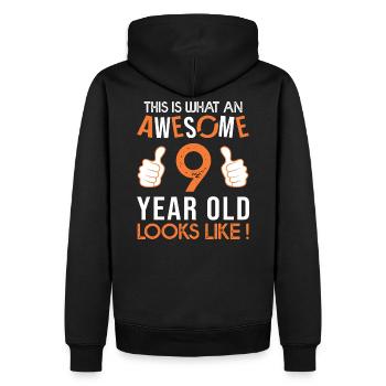 anniversaire 9 ANS awesome cadeau 9 ans - Sweat à capuche Premium bio Homme - noir - Dos - Nico (187cm)
