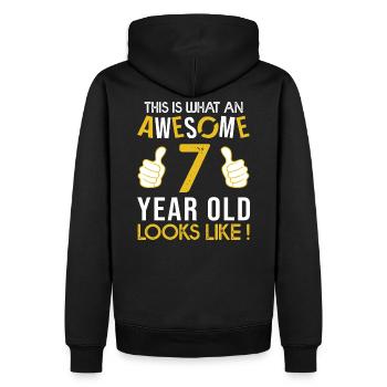 anniversaire 7 ans awesome cadeau garçon 7 ans - Sweat à capuche Premium bio Homme - noir - Dos - Nico (187cm)