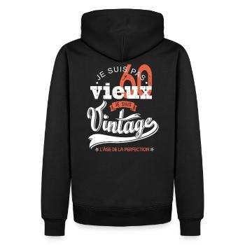 anniversaire 60 ans Je suis vintage cadeau 60 ans - Sweat à capuche Premium bio Homme - noir - Dos - Nico (187cm)